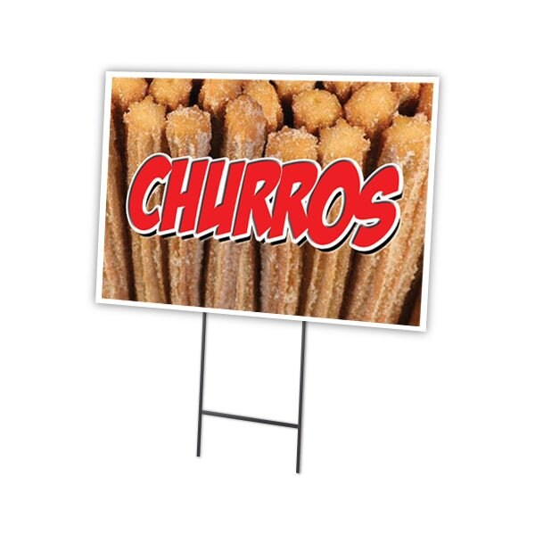 Churros Yard Sign & Stake outdoor plastic coroplast window, C-1824-DS-Churros